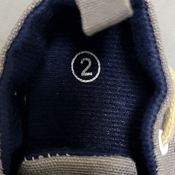 Baby Boy Cotton Lace Up Gray Slip On Boat Crib Shoes sz 2 (3-6 months) - Picture 10 of 12